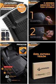 Resim ÖLMEZ OTO YEDEK PARÇA PASPAS 4D EXTRA DERİN HAVUZLU MAXİMUM SİYAH SABİTLEME KLİPSLİ 