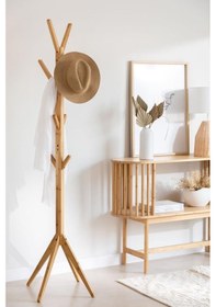 Resim Digithome Bambu Portmanto Askılık 8'li Modern Vestiyer Ayaklı Askılık Ahşap Elbise Askısı Db-0026 Kahverengi 