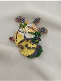 Resim Magnet Kaplumbağa Deniz Palmiye Nazar Göz Boncuk Taşlı Mıknatıslı Buzdolabı Süsü 