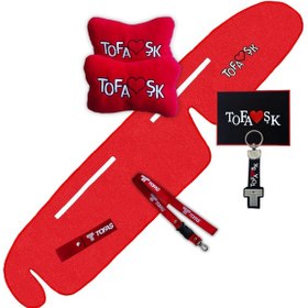 Resim Ofaş Şahin Doğan Kartal Kırmızı Yüksek Torpido Koruma Halısı / Kırmızı Polar Yastık Oto Aksesuar 