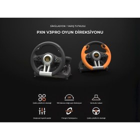 Resim NODAR Nd701 Pxn V3 Pro Direksiyon Seti Ps4/Ps3/Pc/Xbox one/Xbox Series X|S SwitchTuruncu 