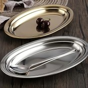 Resim Çok Yönlü Paslanmaz Çelik Oval Tabak - Akşam Yemeği, Barbeküler & Tatlılar İçin Mükemmel | Ev, Restoranlar & Dış Mekan Kullanımı İçin Dayanıklı & Şık Tasarım 