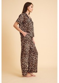 Resim Capetown Leopar Desenli Viskon, Düğmeli Pijama Takımı LEOPAR 