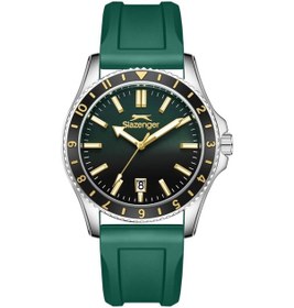 Resim Slazenger Sl.09.2531.1.04 Silikon Kordon Çelik Kasa 10 Atm Suya Dayanıklı Yeşil Renk Erkek Kol Saati Metalik 