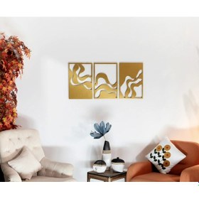Resim 3 Lü Soyut Kıvrımlı Desen Metal Duvar Tablosu 