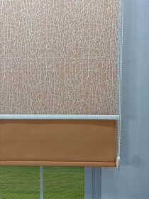 Resim Olympos Serisi Kırçıl Desenli Çift Mekanizmalı Beyaz Tül Turuncu Stor Perde Turuncu 