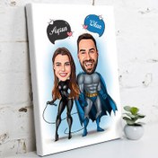 Resim Karikatürlü Kahraman Çiftler Kanvas Tablo 