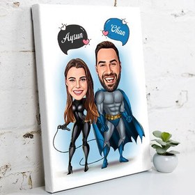 Resim Karikatürlü Kahraman Çiftler Kanvas Tablo 