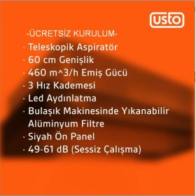 Resim Usto 4961 Siyah Sürgülü Aspiratör 