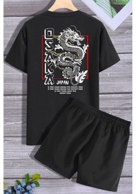 Resim Osaka Şort T-shirt Eşofman Takımı Siyah 