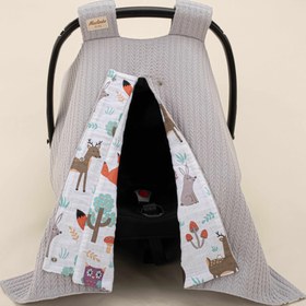 Resim Puset Örtüsü - Çift Taraflı - Gri Örgü - Orman 