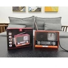 Resim Sightzer Şarjlı Nostaljik Radyo Fm Sd Kart USB Girişli Bluetooth Lu Ahşap Görünümlü Fenerli Radio 