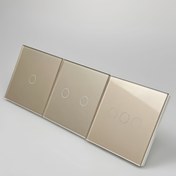 Resim Altın 86 Tipi Avrupa Standardı Güçlendirilmiş Cam Dokunmatik Duvar Anahtarı, 1, 2, 3 Yollu Seçenekler, LED Gösterge Işığı, 100V-240V Geniş Voltaj Aralığı, Ev Dekorasyonu, Estetik İçin Uygun, Teknoloji Meraklıları İçin Mükemmel Hediye, Şık Organizasyon ve Lüks Binalar 