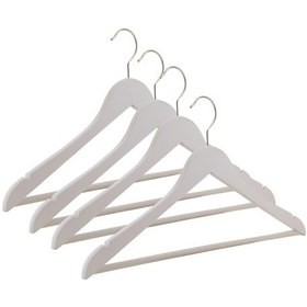 Resim Nyn Ahşap Askı Şık Barlı Elbise Pantolon Askısı Beyaz Renk 4 Adet 