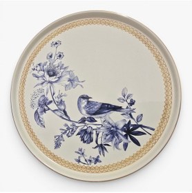 Resim Sudedi Home Gerçek Altın Yaldızlı Mavi Kuş Seramik Servis Tabağı 23 Cm Tek Kişilik Çok Renkli 
