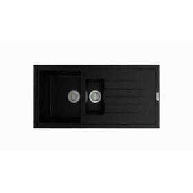 Resim POLEX Cristalüx Granit Evye P01 Siyah 1,5 Gözlü Tezgah Altı Ve Tezgah Üstü Mutfak Evyesi 99x49,5cm 