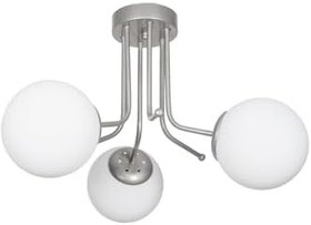 Resim Fer Avize Daisy Lüks Modern Tasarım Plafonyer Gri Renk Beyaz Camlı Salon - Mutfak - Yatak Odası 3 Lü Avize 