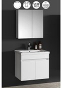 Resim Çiğdem 55 Cm Beyaz Mdf Seramik Lavabolu Asma Banyo Dolabı Takımı Beyaz - Beyaz 