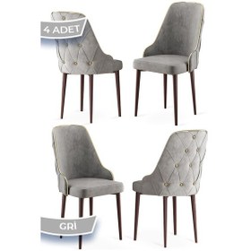 Resim Canisa Krax Serisi, 1.sınıf Babyface Kumaş Mutfak Sandalyesi, Kahve Metal Ayak, 4 Adet Gri Sandalye Sandalye Gri Ayaklar Kahve 