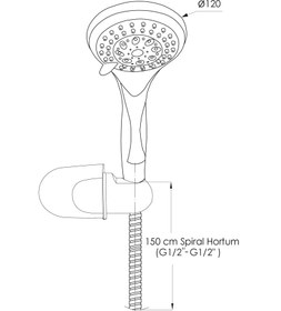 Resim Askılı Duş Seti (5 Fonksiyonlu Ø120) Krom Dst13 Gpd 