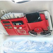 Resim Besthome1 Kırmızı Çok Amaçlı Araç Güneşlik Organizer Saklama Çantası Fermuarlı Gözlük Tutucu 