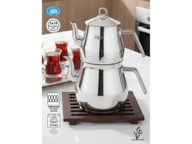Resim Mega Jumbo Boy Çaydanlık | 18/10 Paslanmaz | İndüksiyon Uyumlu | 2.5 L + 4.5 L 