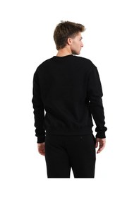 Resim Justever Bisiklet Yaka Nakışlı Şardonlu İçi Polarlı Siyah Erkek Sweatshirt - Volar Siyah 