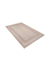 Resim Moretti Nordi Çerçeve Desenli Yıkanabilir Salon Mutfak Yolluk Bej Dokuma Modern Halı 