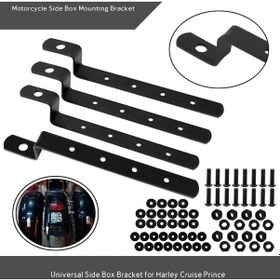 Resim Maoyaya Harley İçin Suntek Motosiklet Yan Çanta Braketi Heybe Montaj Kiti 