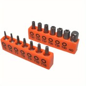 Resim 14 adet Torx Yıldız 6-Point S2 Alaşımlı Çelik T5-T40 Güvenlik Kilitli Sürücü Bit Seti - Çok Fonksiyonlu, Hasar ve Çatlatma Dirençli Hollow Tork Kiti 