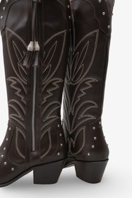 Resim İNNABUTİKK Custan Kadın Western Çizme - Kahve 