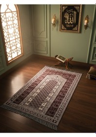 Resim My Evilla Seccade Hafif Katlanabilir Yıkanabilir Namazlık Şık Motifli Çeyizlik Ve Hediyelik Bordo 3 Bordo 