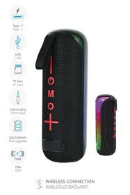 Resim Piranha 7840 Taşınabilir RGB TWS Bluetooth Hoparlör | AUX, USB & TF Kart Girişi | Şarj Edilebilir Ka 