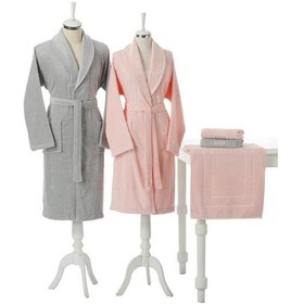 Resim Özdilek Camellia Aile Bornoz Seti Gri-pembe Gri - Pembe 