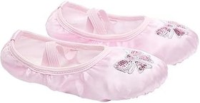 Resim KOMBIUDA Erkek Kız Için İşlemeli Payetli Saten Bale Ayakkabıları Kaymaz Taban Yüksek Konfor Ve Denge Sağlayan Tasarım Pembe 