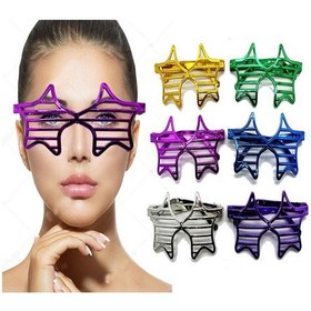 Resim Metalize Ekstra Parlak Yıldız Panjur Parti Gözlüğü 6 Renk 6 Adet 