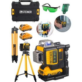 Resim Steiner Alman 36 V 5 Ah Profesyonel Çift Akülü 12 Köşe 360° Otomatik Lazer Hizalama + Tripod Hediyeli 