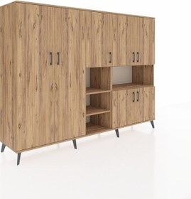 Resim Hyperion Dolap 13 Raflı 7 Kapaklı 220x44x163 Çam-çam Atlas Çam - Atlas Çam 