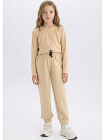 Resim DeFacto Kız Çocuk Beli Lastikli Cepli Jogger Eşofman Altı D9622A825SMBG203 Bej 