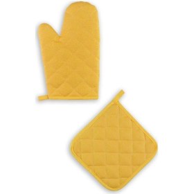 Resim Yanmaz Fırın Eldiveni Ve Fırın Tutacağı 1 Eldiven 1 Tutacak Sarı 