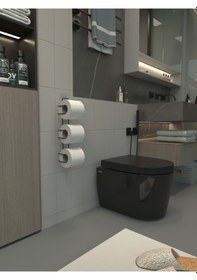 Resim Zabata 3 Katlıyapışkanlı Tuvalet Kağıtlığı Tutacağı Askısı Mat Siyah Metal Tuvalet Kağıtlık Siyah 