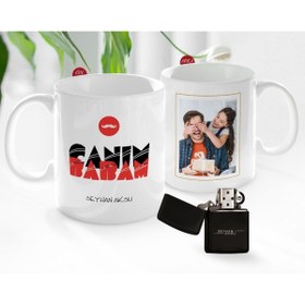 Resim Bk Gift Kişiye Özel Babalar Günü Hediyesi Fotoğraflı Kupa Bardak Ve Benzinli Çakmak Seti-32 