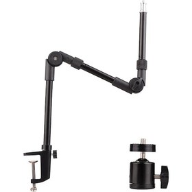 Resim Fosenze Andoer St-01 Masa Tutucu Braketi 3kg Yük Kapasitesi 360 Dönüşlü Top Kafa Web Kamerası Işık Mikrofon Uyumlu 