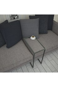 Resim PASİFİC HOME Callen Cam Yan Sehpa, Metal Tekerlekli Yan Sehpa ,cam 