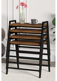 Resim Zigon Sehpa , Aden 4'lü Tepsi Zigon Sehpa Takımı Siyah Metal - Barok Tabla Siyah-barok 