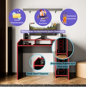 Resim Bimossa Nova S8380 Oyuncu Masası Siyah Kırmızı 117 Cm 