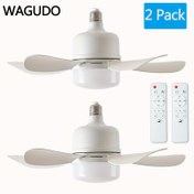 Resim 2 Adet WAGUDO Priz Ampul Soketi Fanı Seti, Uzaktan Kumandalı Vidalı Tavan Fanı Işığı, Kolay Kurulumlu Akıllı Tavan Fanı E26/E27, Küçük Tavan Fanı Ampulü Değiştirme Tabanı, Ayarlanabilir Aydınlatmalı Tavan Fanı, Banyo, Yatak Odası, Mutfak ve Oturma Odası için Fan 