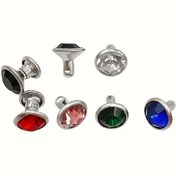 Resim 50 Set/Paket 6 Mm Metal Altın/Gümüş Kenar Renkli Taşlı Tüp Matkaplar, Matkap Çivileri, DIY Giyim Kemer Süs Aksesuarları, Rivetler, Elmas Çiviler, Takı Saç Aksesuarları, Evcil Hayvan Kollukları, Süsler, Aksesuarlar, Ev Süsleri 