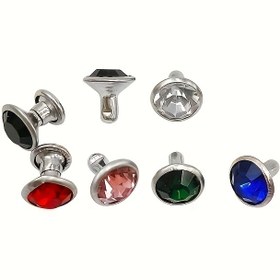 Resim 50 Set/Paket 6 Mm Metal Altın/Gümüş Kenar Renkli Taşlı Tüp Matkaplar, Matkap Çivileri, DIY Giyim Kemer Süs Aksesuarları, Rivetler, Elmas Çiviler, Takı Saç Aksesuarları, Evcil Hayvan Kollukları, Süsler, Aksesuarlar, Ev Süsleri 