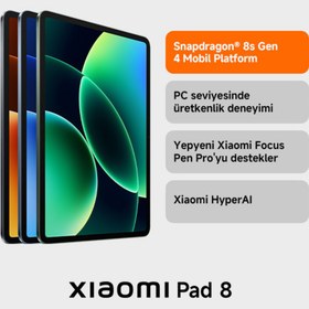 Resim Xiaomi Pad 8 8GB 256 GB Gri (Xiaomi Türkiye Garantili) 